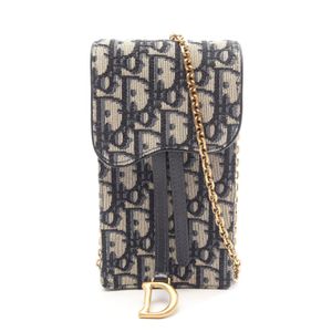 [Used] Dior Shoulder Bag Oblique Vertical Saddle Pouch Navy/Ivory Canvas Leather Oblique Vertical Saddle Pouch