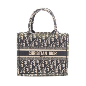 [Used] Dior Book Tote Small Oblique Navy/Beige Canvas Tote Bag for Women Used B