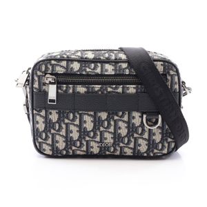 [Pre-owned] Dior SAFARI Shoulder Bag, Oblique Pattern, Ivory/Navy/Black Canvas Leather, Mini Safari Bag, Men's