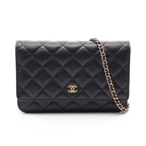 [중고] Chanel 샤넬 숄더백 마틀라세 AP0250 블랙 캐비어 스킨(그레인드 카프) 마틀라세 체인 월렛 여성용 Used A