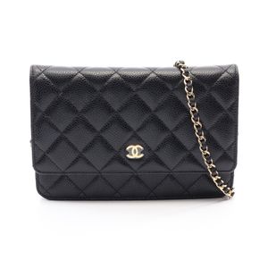 [중고] Chanel 샤넬 숄더백 마틀라세 A33814 블랙 캐비어 스킨(그레인드 카프) 마틀라세 체인 월렛 여성용 Used A