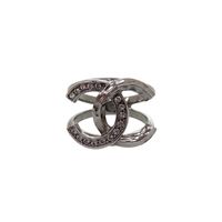 Excellent condition Chanel Coco Mark rhinestone ring, size 12, C21K stamped, gunmetal, 0597 [Pre-owned] CHANEL