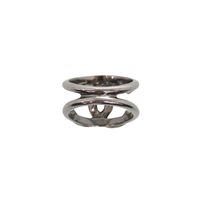 Excellent condition Chanel Coco Mark rhinestone ring, size 12, C21K stamped, gunmetal, 0597 [Pre-owned] CHANEL