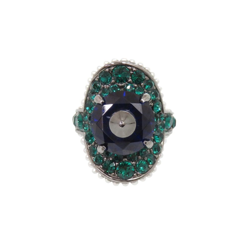 Excellent condition Gucci metal stone rhinestone faux pearl ring, size 15, Color 0498 [Pre-owned] GUCCI
