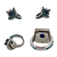 Excellent condition Gucci metal stone rhinestone faux pearl ring, size 15, Color 0498 [Pre-owned] GUCCI