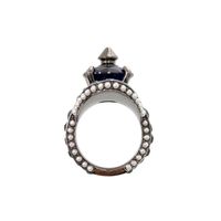 Excellent condition Gucci metal stone rhinestone faux pearl ring, size 15, Color 0498 [Pre-owned] GUCCI