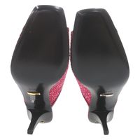 Like New Gucci Logo Mule Sandals, Heeled Sandals, 727193, Size 36 1/2, Leather, Rhinestones, Wine RED Sandals, 1266 [Pre-owned] GUCCI