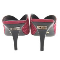 Like New Gucci Logo Mule Sandals, Heeled Sandals, 727193, Size 36 1/2, Leather, Rhinestones, Wine RED Sandals, 1266 [Pre-owned] GUCCI