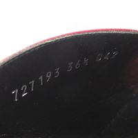 Like New Gucci Logo Mule Sandals, Heeled Sandals, 727193, Size 36 1/2, Leather, Rhinestones, Wine RED Sandals, 1266 [Pre-owned] GUCCI