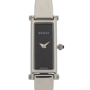 成色極佳的 Gucci 1500L 不鏽鋼黑色石英錶，黑色錶盤，型號 1607 [二手] GUCCI