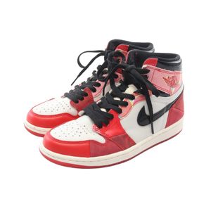 [Used] Nike sneakers, Nike x Spider Man Across The Spider Verse Air Jordan 1 Hi OG DV1748-601, leather suede x Spider Man sneakers, men's, Used B
