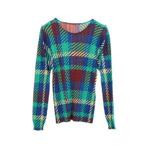 [중고] PLEATS PLEASE ISSEY MIYAKE 티셔츠/커트소 플리츠 체크 패턴 긴팔 여성용 Used A