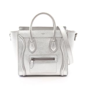 [중고] CELINE 러기지 나노 쇼퍼 2WAY 손가방 실버 레더 여성용 Used B