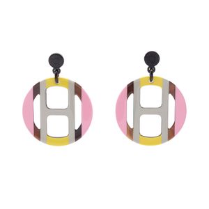 [Used] Hermes HERMES Earrings H equipe Yellow/Pink/Purple Other H equipe Earrings Women's Used A