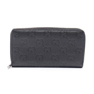 【二手】Gucci圓形長錢包，Gucci印花835003，黑色皮革，GG標誌，女士圓形長錢包，二手