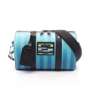 【二手】LOUIS VUITTONCity Keepall 單肩包，Damier 條紋，藍色，M59921，PVC 塗層帆布，皮革
