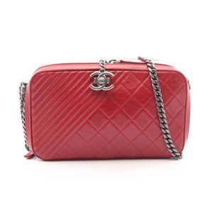 【중고】 Chanel 샤넬 숄더백 코코보이 카메라백 레드 레더 코코보이 체인 숄더 여성용 Used B