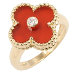 [Pre-owned] Van Cleef & Arpels Vintage Alhambra Carnelian 1PD Ring, K18 (Yellow Gold), Diamond.
