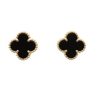 [Pre-owned] Van Cleef & Arpels Sweet Alhambra Onyx Earrings VCARA44900 K18 (Yellow Gold) Sweet Alhambra Onyx Earrings