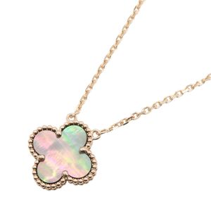 [Pre-owned] Van Cleef & Arpels Vintage Alhambra Necklace, Gray Mother-of-Pearl Necklace, VCARP4KK00, Neck Circumference 37/41.5cm, K18PG (Pink Gold)