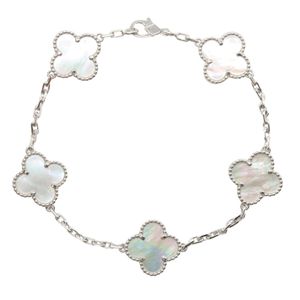 [Pre-owned] Van Cleef & Arpels Vintage Alhambra 5 Motif Bracelet VCARF48400 Wrist size 18cm K18WG (White Gold) Vintage Alhambra 5 Motif Mother of Pearl Bracelet