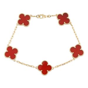[Pre-owned] Van Cleef & Arpels Vintage Alhambra 5 Motif Carnelian Bracelet VCARD35500, Wrist size 18cm, K18 (Yellow Gold)