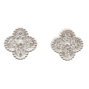 [Pre-owned] Van Cleef & Arpels Sweet Alhambra Earrings, Diamond Earrings, VCARO85500, K18WG (White Gold), Diamond Sweet Alhambra Earrings