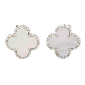 [Pre-owned] Van Cleef & Arpels Vintage Alhambra Mother-of-Pearl Earrings VCARF48600 K18WG (White Gold) Vintage Alhambra Mother-of-Pearl Earrings