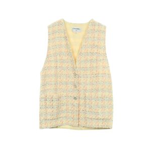 [중고] Chanel 샤넬 베스트 코코 버튼 트위드 P79004V71220 24P 코튼 실크 트위드 지레 여성용 Used A