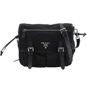 Prada 로고 숄더백 BT0687 나일론 블랙 크로스백, 숄더백, A5 벨트 버클 로고 여성용 [중고]