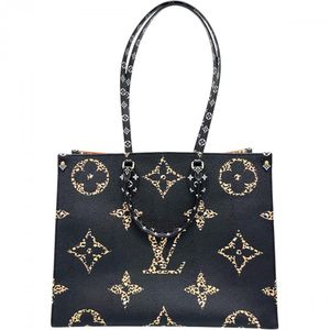LOUIS VUITTON/ Louis Vuitton OnTheGo GM M44674 Monogram Jungle Handbag PVC Black/Orange/Leopard Print/Gold Hardware Women's [Used]