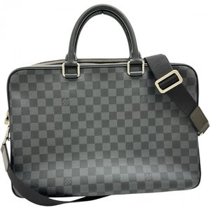 LOUIS VUITTON/ Louis Vuitton Porte Documents Business N50200 Damier Graphite Business Bag Shoulder Bag Coated Canvas Black/Silver Hardware Women's [Used]