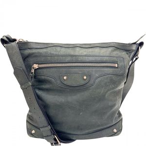 The Day 223409 Shoulder Bag, Leather, Gray Khaki/Silver Hardware, Men's [Used]