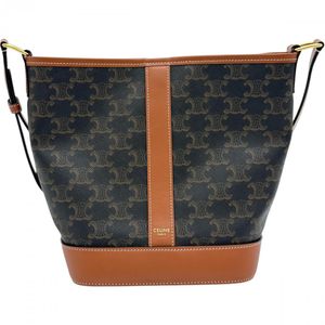 CELINE/ Celine Triomphe Small Bucket 191442CAS.04LU Shoulder Bag PVC Braun/Macadam Pattern/Gold Hardware Women's [Used]