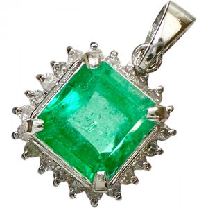 Emerald 1.53ct, Diamond 0.17ct, Platinum 900 Pendant top, 2.3g, Women's [Used]