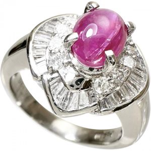 Size 6 Star Ruby 1.73ct Diamond 0.61ct Ring, Pt900 Platinum, 9.9g, Women's [Used]
