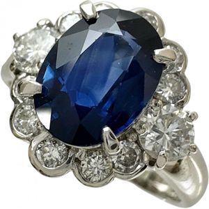 Size 10 Sapphire 1.99ct Diamond 0.60ct Ring, Pt900 Platinum, 5.1g, Women's [Used]