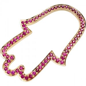 Hamsa motif pink sapphire 1.08ct pendant top in 18K pink gold (5.2g) for women. [Pre-owned]