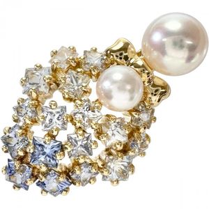 Akoya pearls 4.5-6.2mm, Color sapphire 1.93 ct, K18 gold pendant top, 4.0g, women's. [Used]