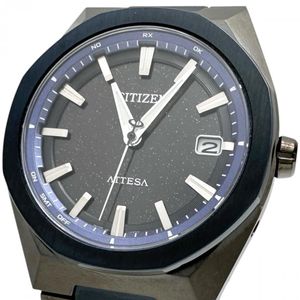 CITIZEN Attesa Blue Universe Eco-Drive CB3046-76E/H128-00CWT03 Limited Edition of 1800 Pieces, with Warranty/Box, Titanium, Solar Powered, Radio Controlled, Black Glitter Dial/Black Navy Combination Strap, Men's Watch [Used]