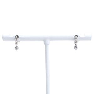 Earrings, K18 white gold x K14 white gold x diamond, 0.15/0.15, approx. 1.0g, women's [Used]