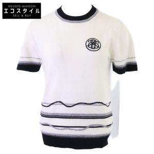 Hermes [Excellent Condition/Domestic Authentic] H6E2645D4 Ex-Libris Cashmere Ex-Libris Motif Short-Sleeve Knit Sweater, Size 36 [Used]