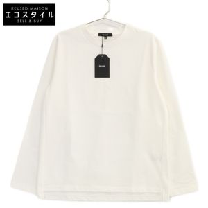 LIVNIL INT-002A สีขาว เสื้อยืดแขนยาวคอกลมผ้าฝ้าย Suvin Giza ไซส์ L【สินค้ามือสอง】