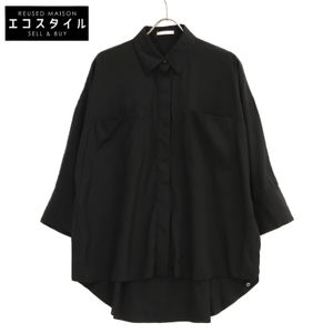 LE PHIL 534-0110401 เสื้อเชิ้ตแขนยาวทรงโอเวอร์ไซส์ 2 กระเป๋า สีดำ ไซส์ 1 [สินค้ามือสอง]