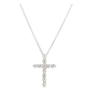 [Pre-owned] Tiffany & Co. Small Cross Necklace, Platinum 950 (Pt950)