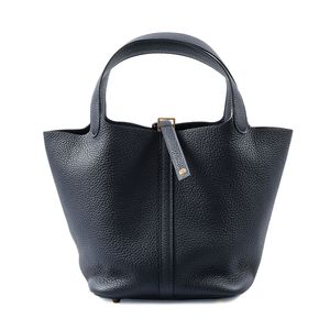 [Pre-owned] Hermes Picotin Lock MM handbag, Taurillon Clemence leather, Blue Nuit