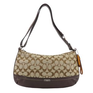 Coach Signature Shoulder Bag, Canvas and Leather [Pre-owned]