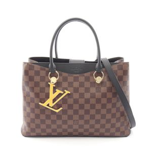 【중고】 LOUIS VUITTON LV 리버사이드 다미에 에벤 느와르 2WAY 손가방 N40050 PVC 코팅 캔버스 레더 여성용