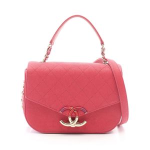 [중고] Chanel 샤넬 숄더백 코코 마크 탑 핸들 플랩백 마틀라세 2WAY A93659 마젠타 캐비어 스킨(그레인드 카프) 마틀라세 하프 코코 체인 숄더백