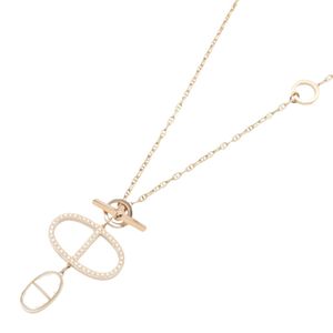 [중고] Hermes 에르메스 목걸이 샹달 베르소 GM 목걸이 다이아 세라믹 H125311B00400 목둘레 41~49cm K18PG(핑크 골드) 다이아몬드